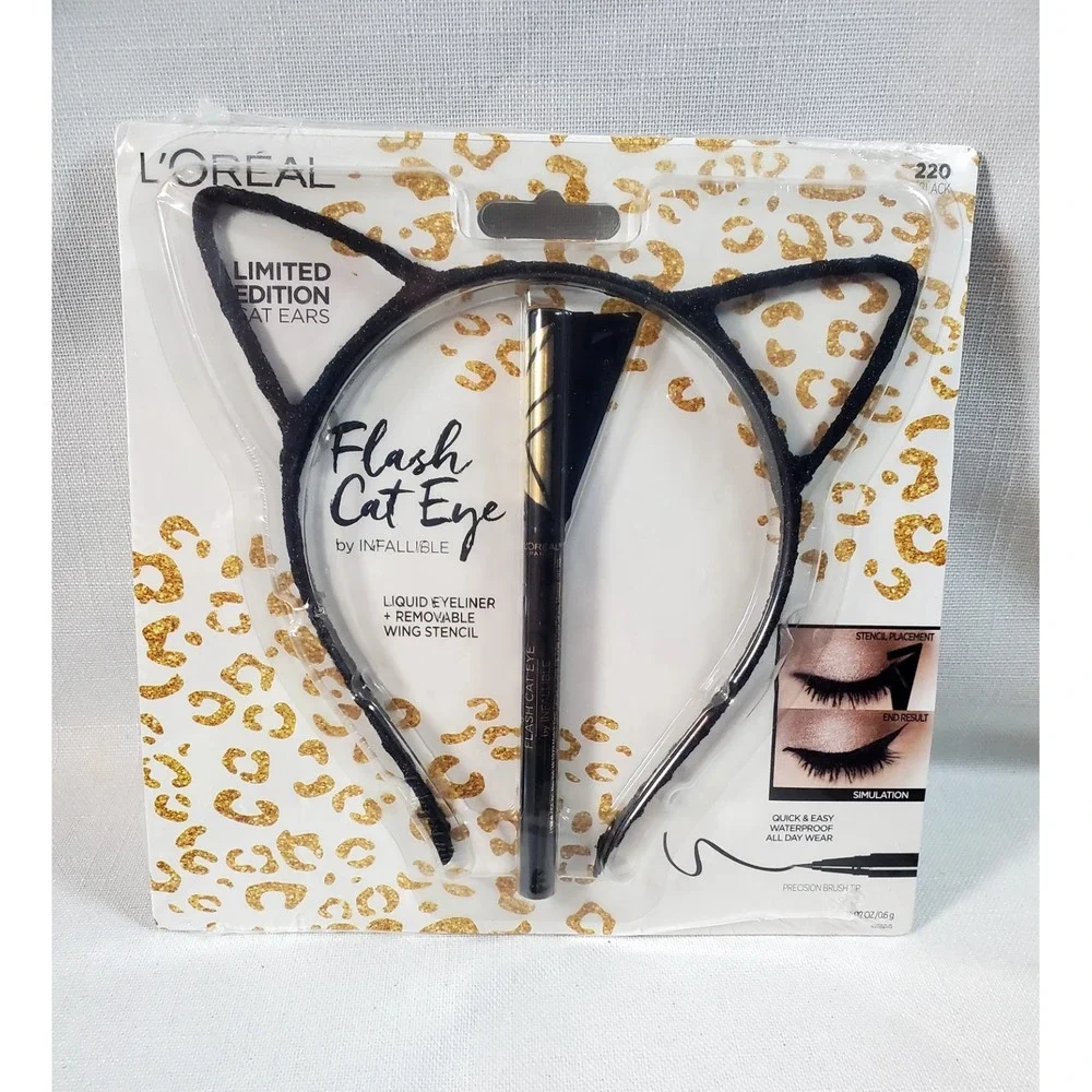L'Oréal Flash Cat Eye Infallible Limited Edition Rare Cat Ears Stencil Set-Black